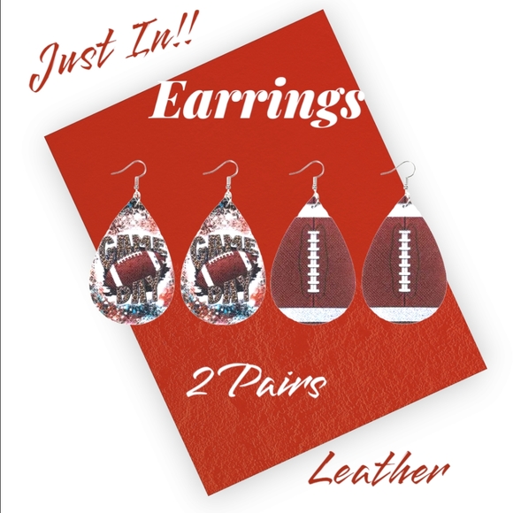 A Just-Jen Fav!!💖 2 Pairs of Women's Leather Game Day Football Earrings!!🏈💖 - Picture 2 of 16